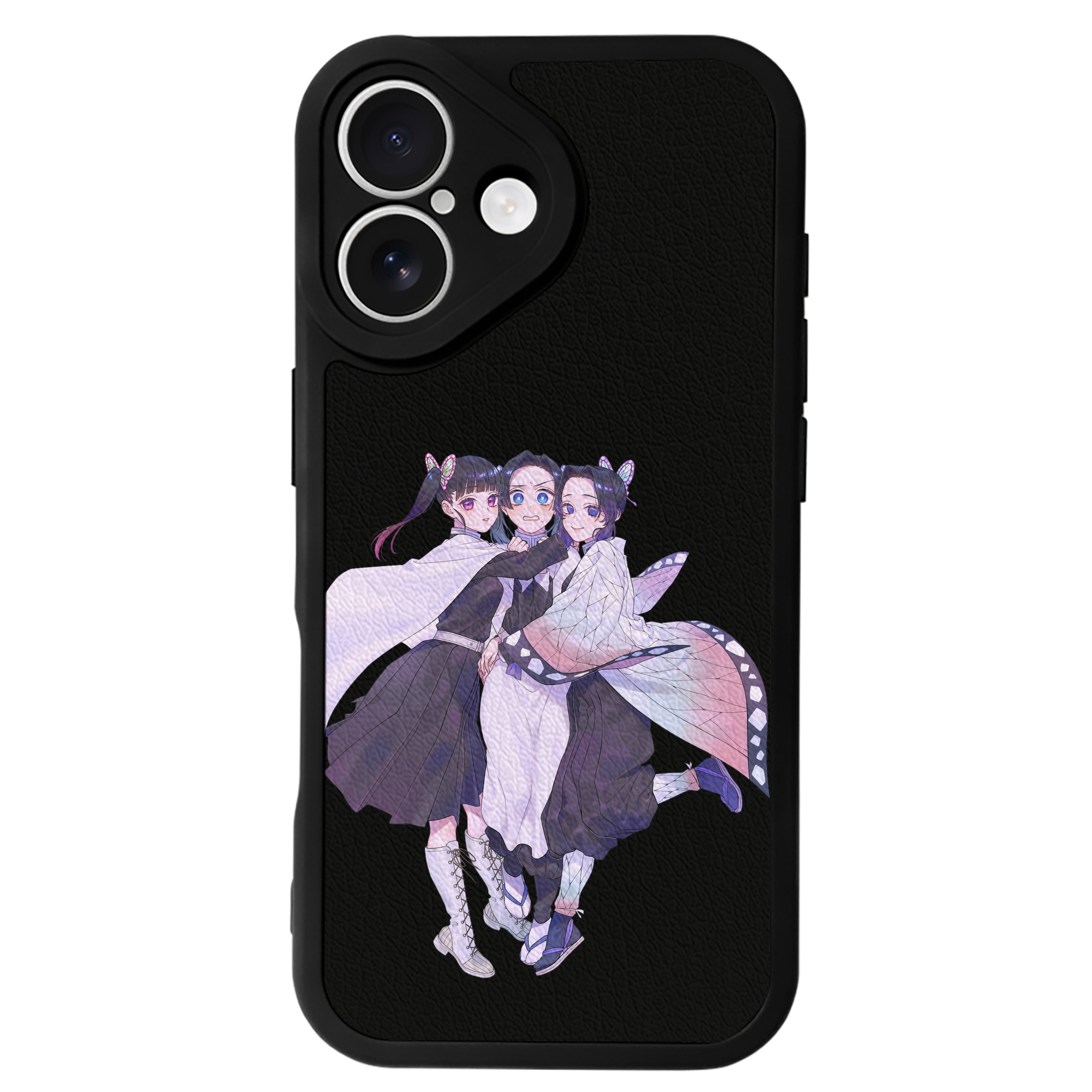 （画像用） 鬼滅の刃（きめつのやいば）蟲柱-胡蝶 しのぶ／こちょう しのぶ Kochou Shinobu 【iPhone 16シリーズ対応】シリコンスマホケース（レザー調） 材質：シリコン